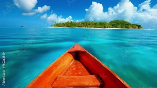 Serenity at Sea Canoe Approaching Tropical Island photo
