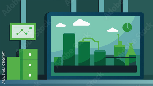 A closeup of a wallmounted display in a factory lobby showcasing the companys progress in reducing its carbon footprint over the years.