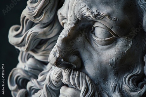 Detailed Monochrome Close-Up of Zeus Sculpture