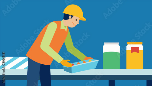 A worker carefully sorts through a conveyor belt of plastic goods removing any damaged or defective items before they can contribute to waste in