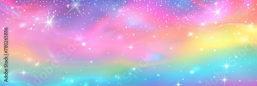 A pastel rainbow background with stars and sparkles magic fairy starry skies and glitter sparkles unicorn background  banner 