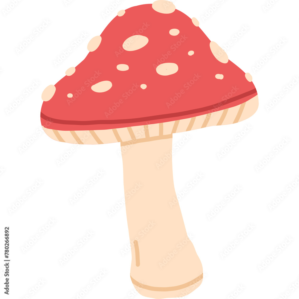 red mushroom hand draw