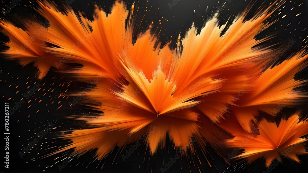 Explosive Orange Paint Splash on Black Background(Generative AI) Explosive Orange Paint Splash on Black Background(Generative AI)