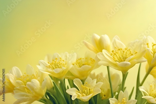 Spring flowers on a bright yellow background
