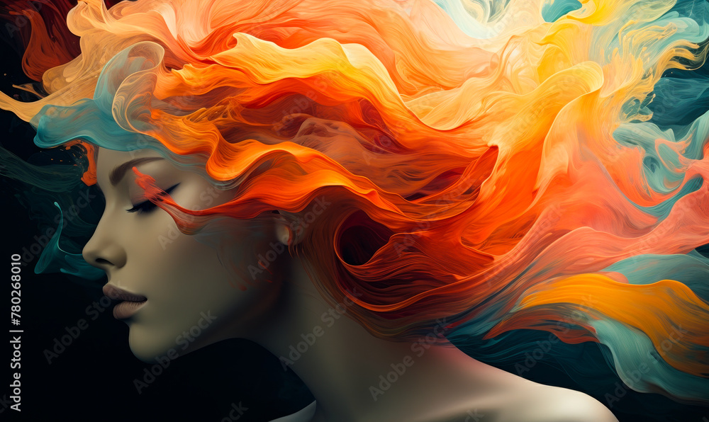 Fiery Muse's Choreography: A Passionate Mind's Dance of Color and Emotion, Transcending Reality