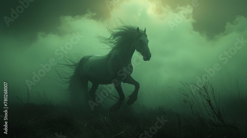 horse in the fog