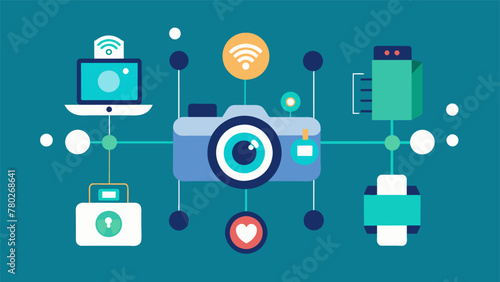 The focused lens captures a series of sensors and cameras highlighting the precise measurements and feedback used to create a virtual clone in