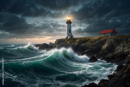A lighthouse in the ocean