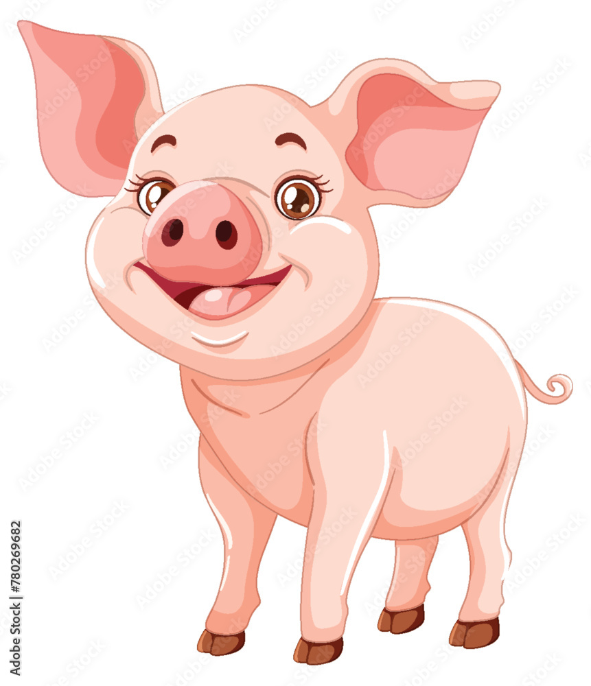 Vector graphic of a happy, smiling pig character Vector graphic of a happy, smiling pig character