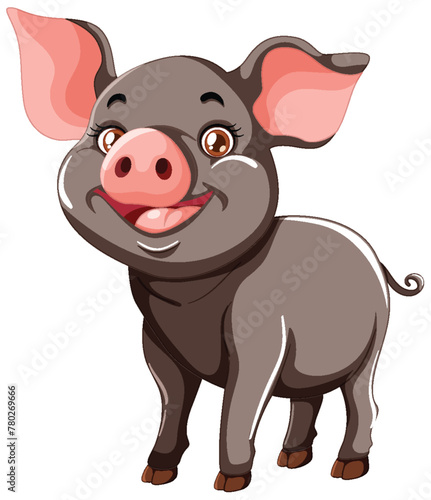 Vector illustration of a happy, smiling pig