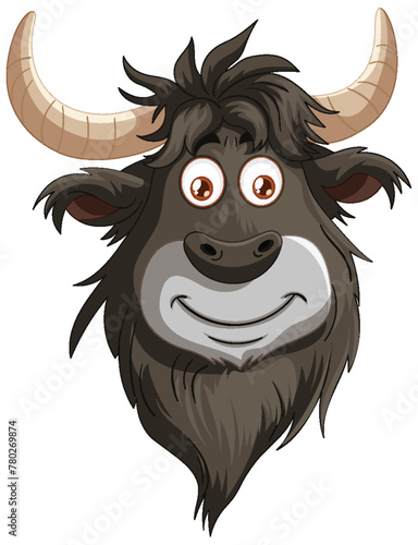 Vector graphic of a smiling, friendly yak character