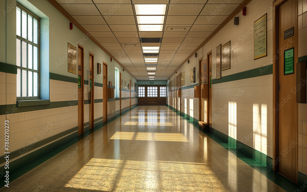 empty school hallway interior