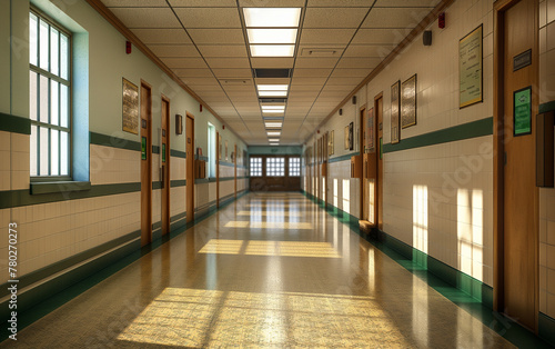 empty school hallway interior © เอกสิทธิ์ นูนทะธรรม