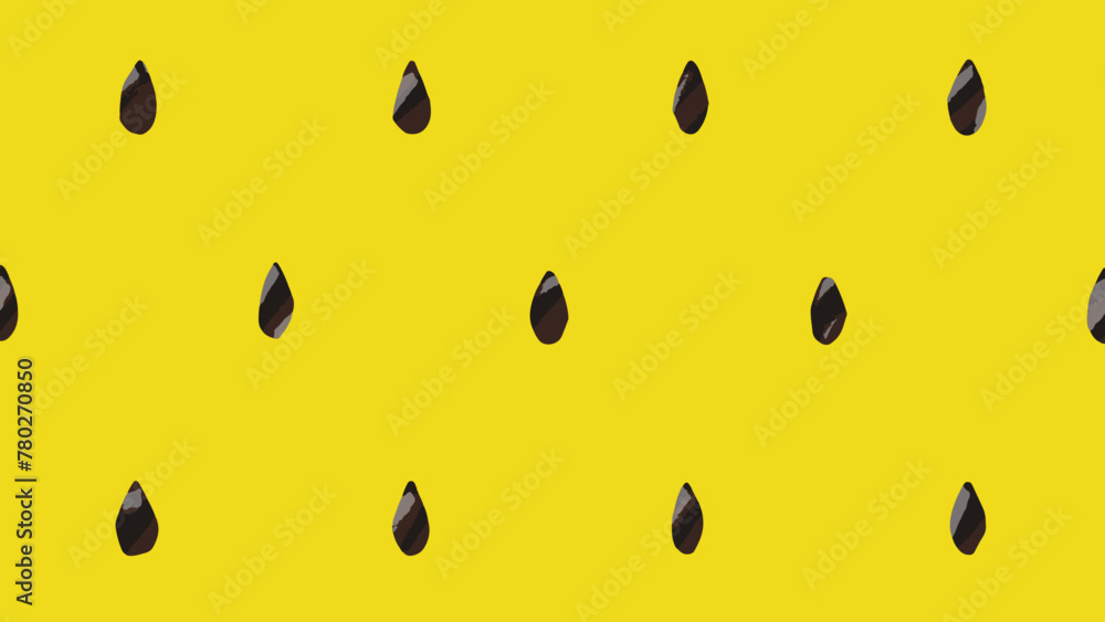 Fototapeta premium 黄色いスイカのカット、断面、種のパターン背景