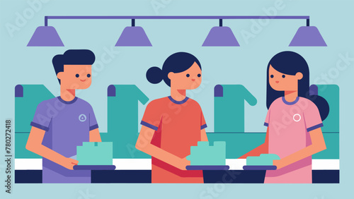 Employees in a textile factory are carefully monitoring the production of organic cotton tshirts meeting the demand for sustainably sourced and
