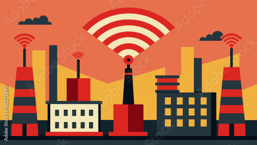 A series of antennas positioned around a factory strategically p to ensure reliable and highspeed communication between all machines on the