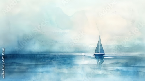 A sailboat is sailing on a calm blue sea