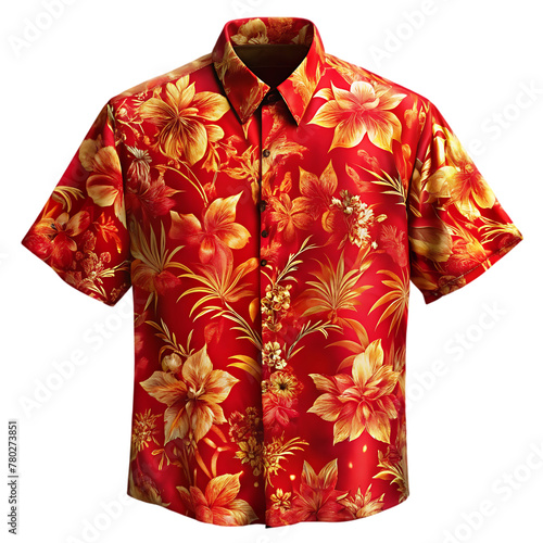 red and gold flower shirt transparent background