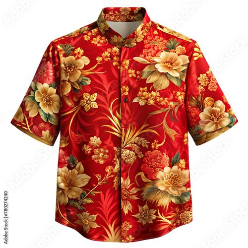 red and gold flower shirt transparent background © png sublimation