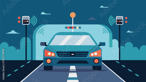 Closeup of a sensor array on the front of an autonomous vehicle highlighting the sophisticated detection and navigation systems needed for safe