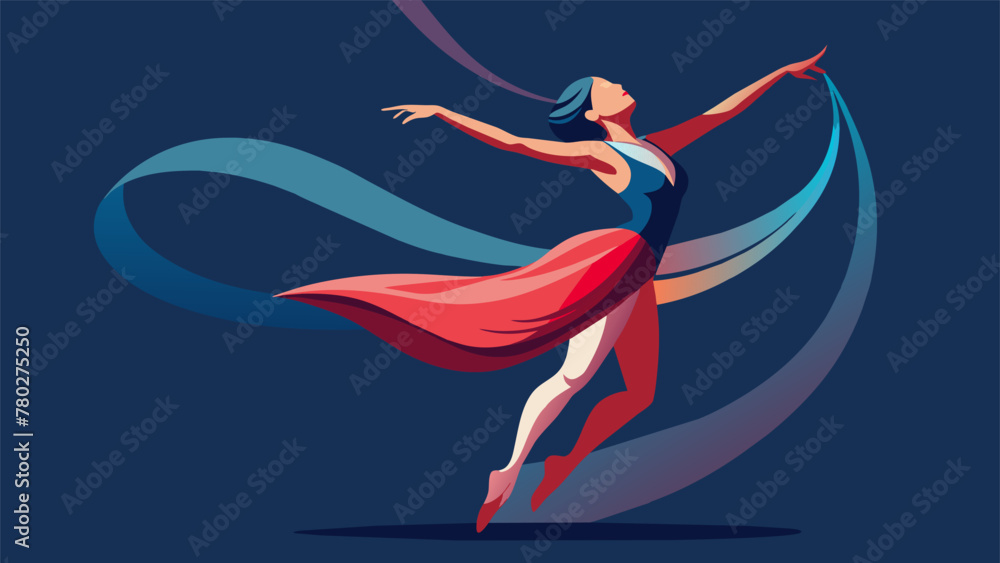 A dancer gracefully moving through their choreographed routine their body a swirling mass of color and emotion as they express themselves - obrazy, fototapety, plakaty 