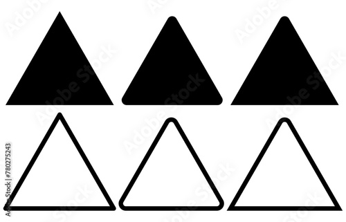 Triangle silhouette icons with various corners triangle shape vectors.