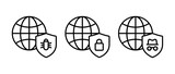 Cyber security icon vector set. Protective shield virus symbol