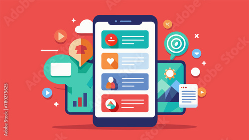 Detailed shot of a smartphone screen depicting a newly launched social media app with a sleek modern design and unique features.