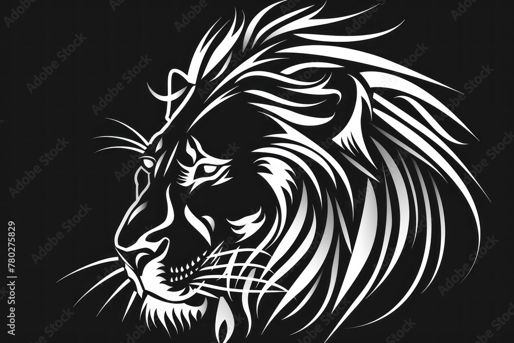 black and white lion silhouette