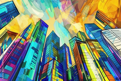 colorful skyscraper is shown as an artwork