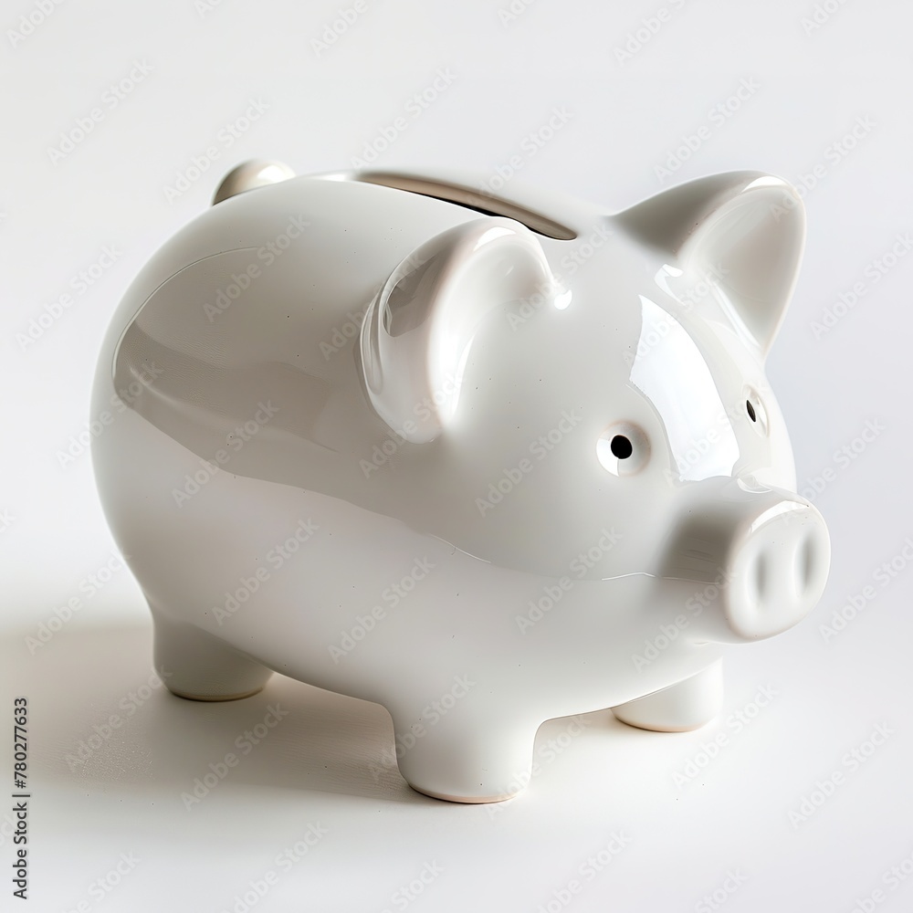 White ceramic piggy bank on a plain background. White ceramic piggy bank on a plain background.