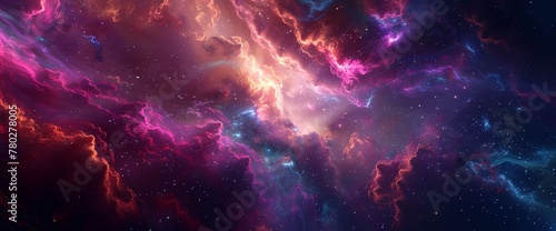 A mesmerizing spectacle unfolds as neon tendrils swirl and sway, casting their radiant glow across the expansive liquid expanse of the cosmos. photo