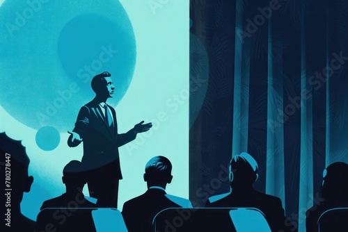 image of a businessman presenting to the audience at a meeting