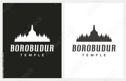 Borobudur Temple Silhouette logo icon template vector inspiration