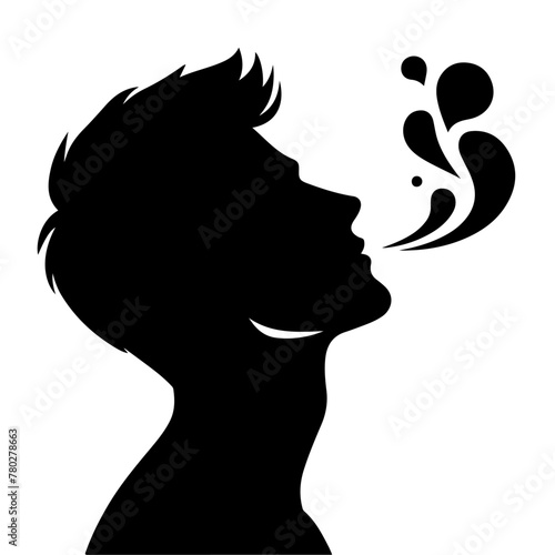 minimalist Relaxed adult man breathing fresh air vector black color silhouette, Black color silhouette, isolated white background (24)
