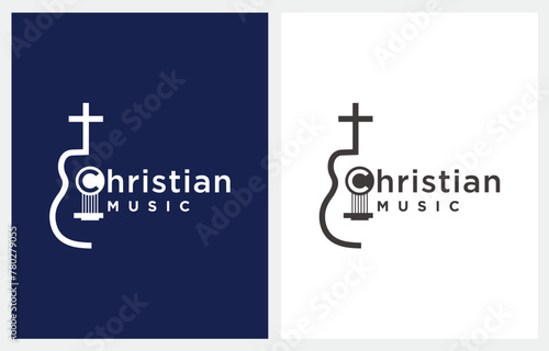 Acoustic Guitar Christian Music logo design