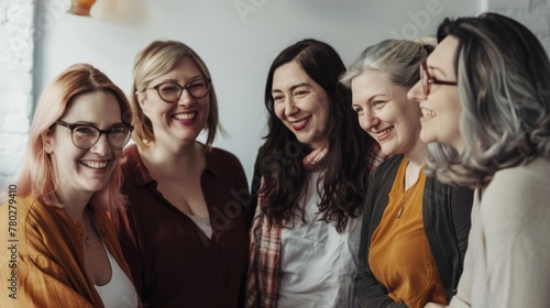 Group of diverse women laughing together. A vibrant image portraying a group of diverse, joyful women sharing laughter, symbolizing friendship and happiness