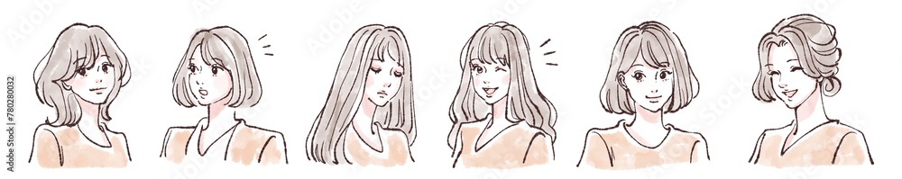 女性・女の子のイラスト素材セット 女性・女の子のイラスト素材セット