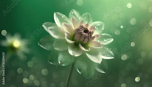 Glass dahlia, stainless steel background, soft green background, Ai Generate