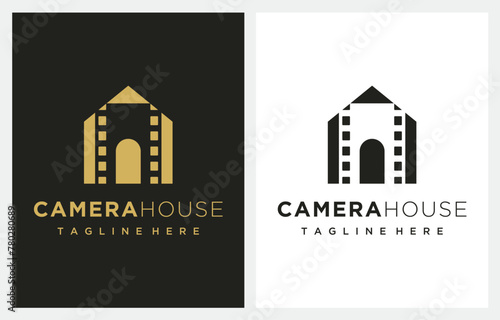 House and Film for Movie Production logo design icon vector