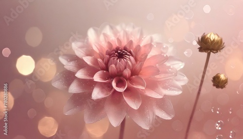 Glass dahlia, stainless steel background, soft pink background, Ai Generate
