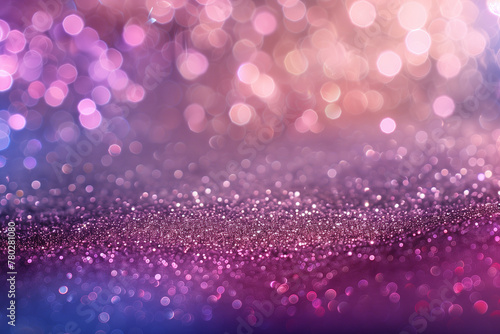 Magic Golden defocused blurred shining gold luxury texture in pink violet lavender color. Sparkling textured background with golden lights, bokeh. Magic, dreams, holidays, christmas party concept