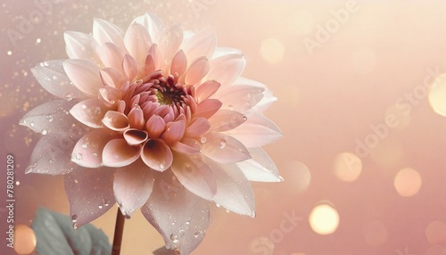 Glass dahlia, stainless steel background, soft pink background, Ai Generate