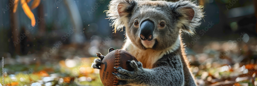 a Koala playing with football beautiful animal photography like living creature