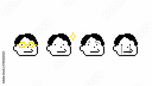 男性の顔ドット絵セット2