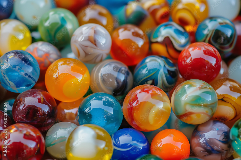 A vibrant collection of patterned marbles, each unique, clustered together, showcasing diversity and colorfulness A vibrant collection of patterned marbles, each unique, clustered together, showcasing diversity and colorfulness