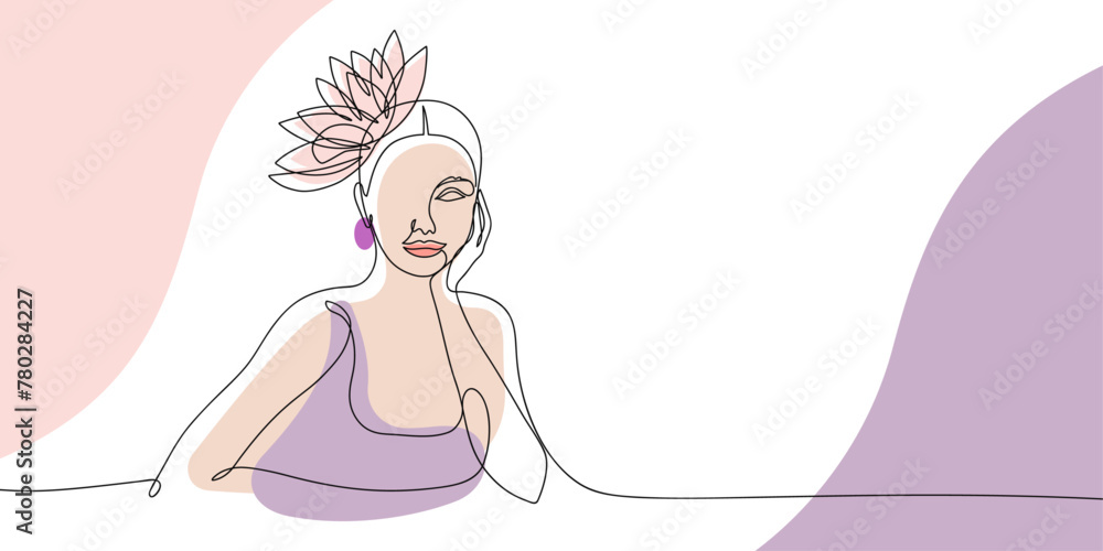Abstract one line continuous woman minimalist portrait on white background. Hand drawn outline vector illustration. Abstract one line continuous woman minimalist portrait on white background. Hand drawn outline vector illustration.