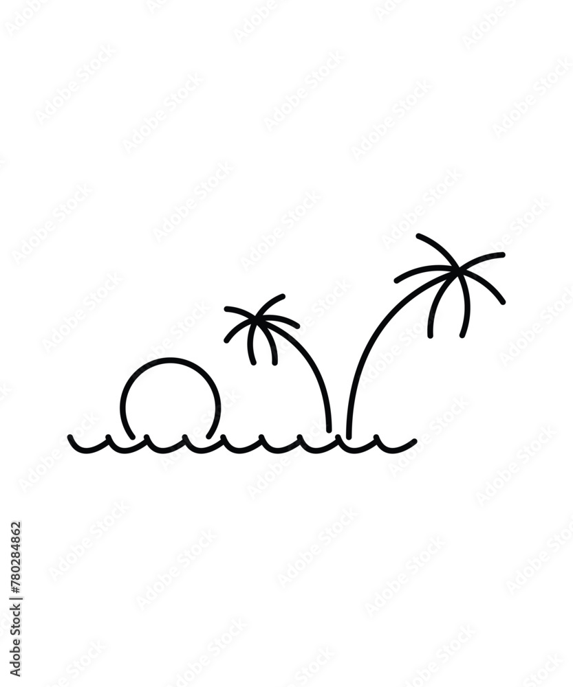 beach icon, vector best line icon.