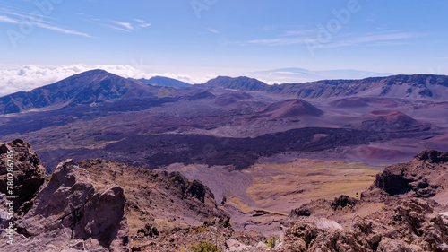 Scenic view of a landscape of Haleakala crater from Pa Kaoao Trail (White Hill Trail), Haleakala National Park, island of Maui, Hawaii, USA 