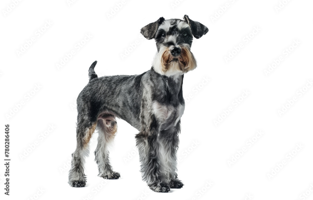 Elegant Miniature Schnauzer Portrait - Black and Silver Purebred Dog - Transparent Background Elegant Miniature Schnauzer Portrait - Black and Silver Purebred Dog - Transparent Background